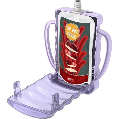 Dinneractive Sip Wiz - Baby Pouch Holder No Squeeze Pouch Food Pouches & Juice Box Holder - Anti-Squeeze Yogurt Pouch Reusable Toddler Essentials
