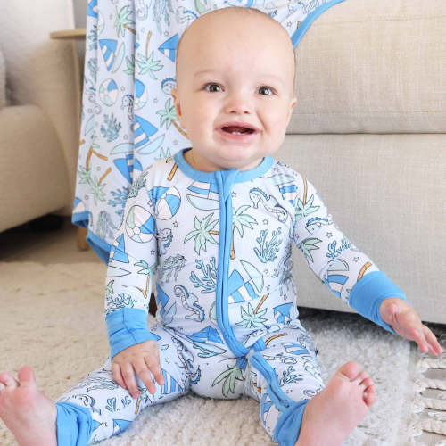 Tiny Tides Convertible Zip Romper | Blue