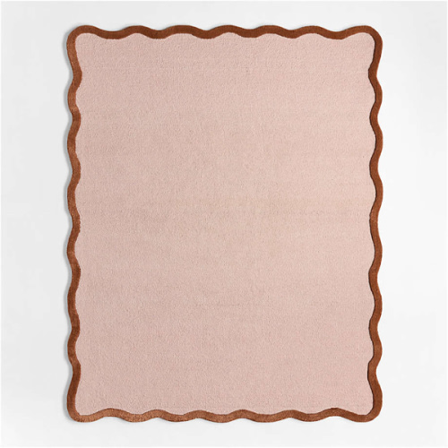 Wavy Border Pink Tint Kids Performance Area Rug 5'x8'