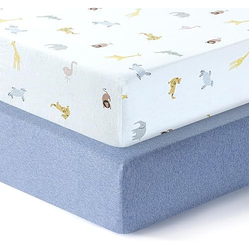 Dreamology 100% Cotton Jersey Standard Crib Sheets for Boys & Girls,2 Pack