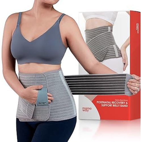 Mamaway SSnugFit Postpartum Belly Band – Ultra-Breathable, Contoured C-section Belly Binder, Postnatal Girdle for Abdominal Support & Back Pain Relief, Made with Soft, Skin-Friendly Fabric
