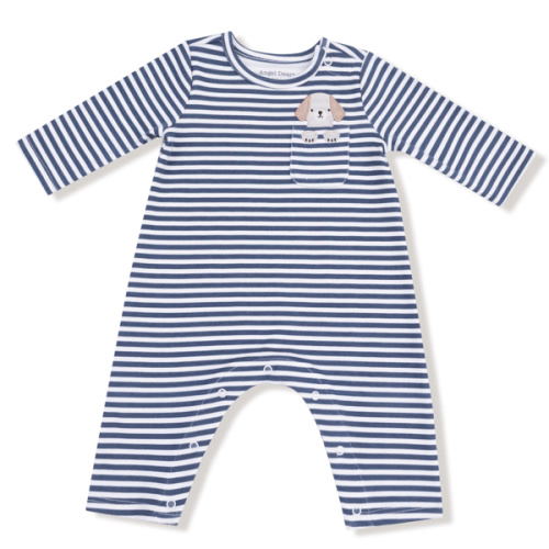 Puppy Stripes - Long Sleeve Snap Shoulder Romper – Angel Dear