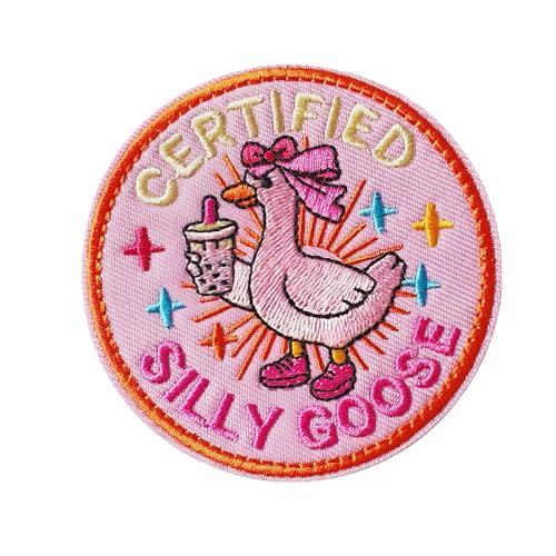 Silly Goose Meme Morale Patch Funny Animal Embroidered Hook and Loop Badge for Tactical Backpack Military Vest MOLLE Gear Army Bag Cool Pink Design for Customizing Clothes Helmets and Gym Accessories
