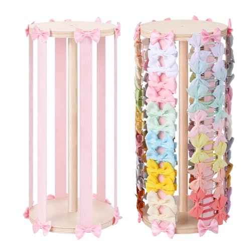 POVETIRE Hair Bow Holder for Girls, Pink Hair Clip Organizer, Hairbow Organizers Rack Display Decors Baby Nursery Toddler Girls Room