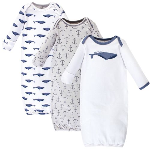 Touched by Nature Infant Boy Organic Cotton Gowns, Blue Whale, Preemie/Newborn - Blue Whale