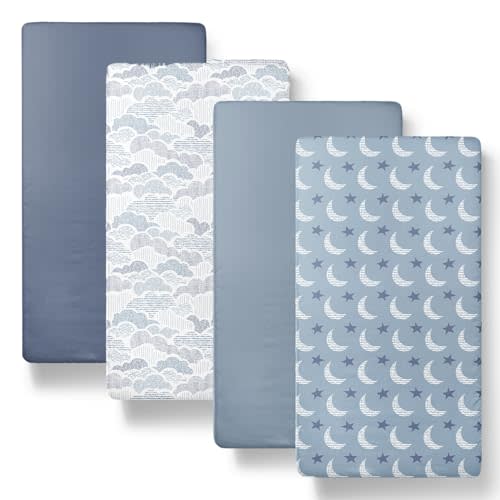 The Peanutshell Soft Cloud 4pk Fitted Crib Sheet Set - Breathable Baby Crib Sheets for Girl or Boy, Fits Standard Mattress 52x28, Infant & Toddler Bed Sheets