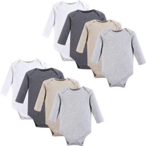 Cotton Long-Sleeve Bodysuits 8-Pack, 0-3M