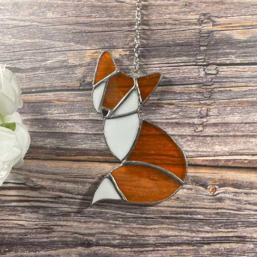 Fox Suncatcher – Stained Glass Orange Woodland Nature Window Decor Sun Catcher Gift Ornament