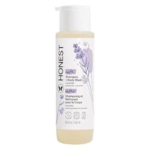 The Honest Company 2-in-1 Cleansing Shampoo Body Wash Gentle for Baby, Naturally Derived, Tear-free, Hypoallergenic, Lavender Calm, 18 fl oz