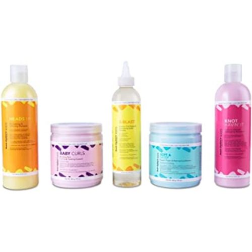 Aunt Jackie’s Kids Hair Care Bundle – 5 Full-Size Products for Easier Combing, Styling & Nourishing Hair – Made with Natural Herbal & Botanical Ingredients (12 oz, 15 oz, 8 oz)