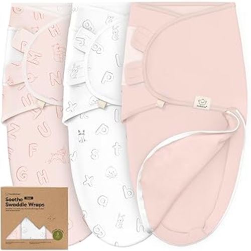 Baby Swaddle Sleep Sacks with Zipper - 3-Pack Swaddles for Newborns 0-3 Months, Infant, Baby Girls, Boys, Soft & Durable Newborn Sleep Sack, Easy Diaper Change Swaddling Blanket (ABC Land Rose)