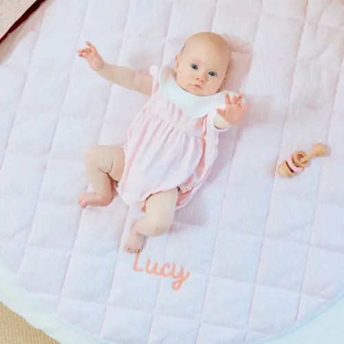 Weezie Tummy Time Mat - Light Pink Stripe