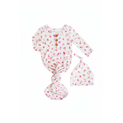 Penny's Posies Bamboo Waffle Newborn Baby Knot Gown & Hat Set