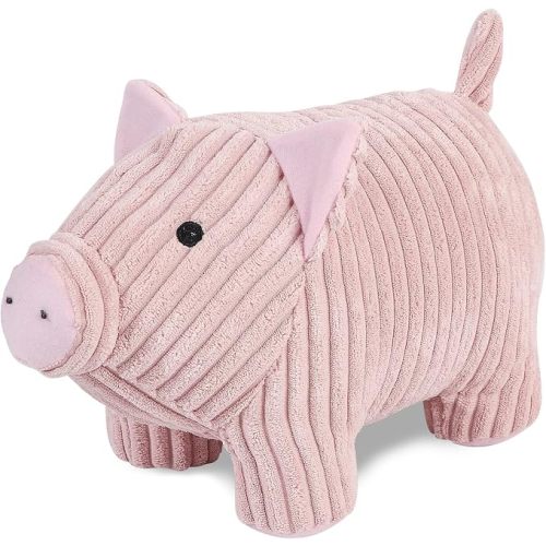 Cute Decorative Door Stopper for Home and Office Floor Door Stops, Fabric Animal Weighted Heavy Wall Protectors, Pink Pig