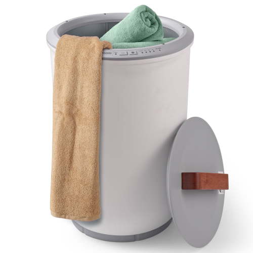 Electric Towel Warmer Bucket, 20L Capacity with Wooden Lid, 2 Large 40x70 Towels, 450W Fast Heating for Bathroom Use