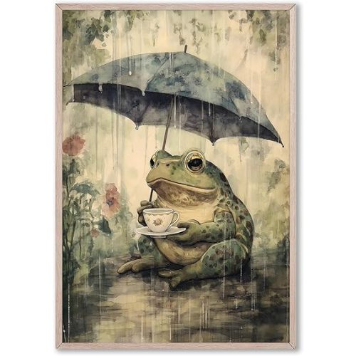 Vintage Frog Wall Art Cottagecore Animal Prints Funny Frog Pictures Portrait Painting Victorian Animal Posters Wildlife Artwork Whimsical Animals Canvas Eclectic Animals Wall Art 16x24inch No Frame