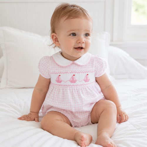 Ahoy Baby Classics Smocked Bubble - Pink