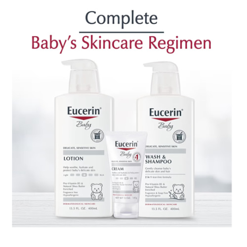 Eucerin Baby Body Lotion, Hypoallergenic and Fragrance Free Baby Lotion with Pro-Vitamin B5 and Shea Butter, 13.5 Fl Oz Bottle