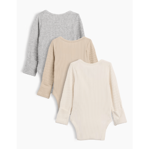 Baby First Favorites TinyRib Bodysuit (3-Pack) in Neutral Colour - 0-3 Months