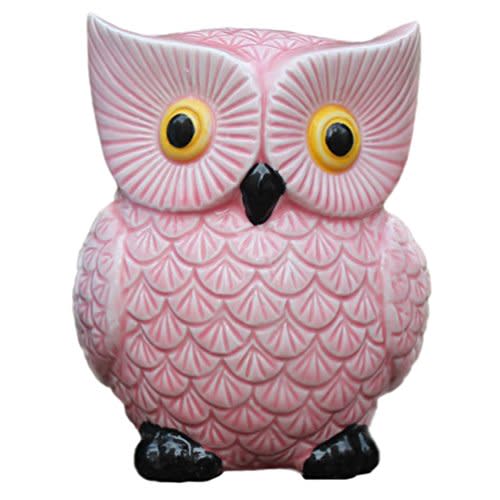 ZCHING Cute Owl Ceramic Piggy Bank Personalized Money Saving Bank for Kids Girls Nursery Gift Decor