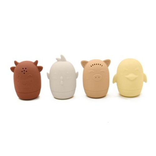 noüka Animal Bath Toys | 4-Pack | 100% Food-Grade Silicone | Squeeze & Squirt Water | Safe & Soft | Dishwasher Friendly | Earth Set