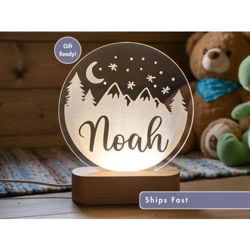 Mountains Custom Name Light | Personalized Bedroom LED Cloud Decor Sign | Light up Sign | Daughter/Son gift Sign /Boy Gift/ Girl Gift