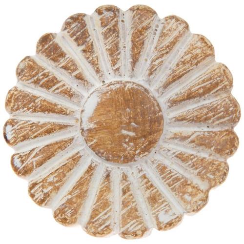 Whitewash Carved Flower Knob