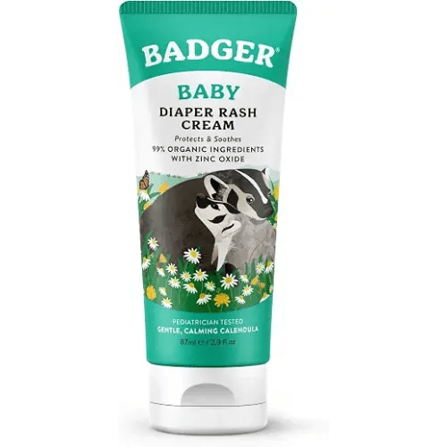 Badger Baby Diaper Rash Cream, Zinc Oxide, 2.9 fl oz | Natural Skin Barrier Cream, Organic Sunflower Oil & Beeswax, for Babies, Zinc oxide diaper cream, Natural baby skin barrier