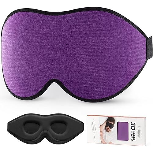 LitBear Sleep Mask for Side Sleeper Women Men, Eye Mask for Sleeping Light Blocking, 3D Contoured Cup Sleeping Mask, Soft Breathable Sleep Eye Mask with Adjustable Elastic Strap for Flight Nap