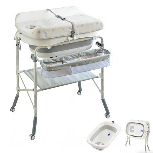 2 in 1 Baby Bathtub with Changing Table, Cuoote Diaper Changing Station Portable Waterproof Changing Table