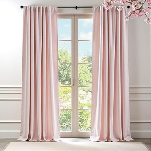 Lazzzy Blackout Curtains Thermal Insulated Room Window Drapes Super Soft Luxury Curtains for Living Room Bedroom Rod Pocket 2 Panels, Dusty Pink, 52" W x 84" L
