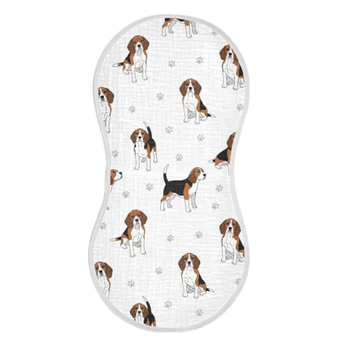 1 Pack Muslin Burp Cloths Beagle Dogs Paw White Cotton Baby Burp Cloths Ultra Absorbent and Soft Thick Burping Cloth for Newborn Babies 22x11 Inch