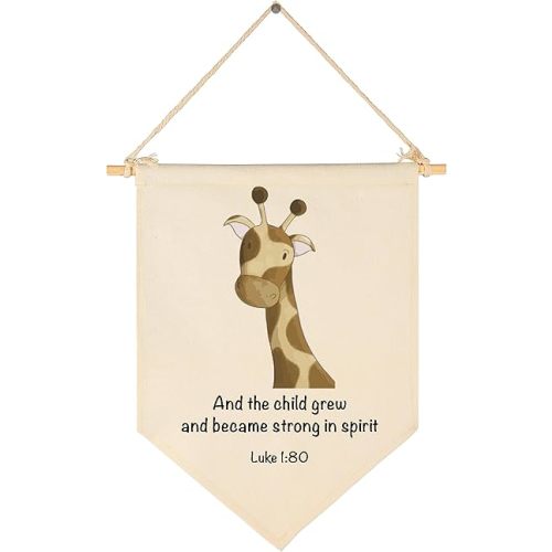 Animal Christian Nursery Decor-Bible Verse Art-Jungle Safari-Scripture Flag Decor Gift for Baby Boys Girls Newborn Kids-Banner Pennant Wall Sign Gifts for Nursery Baby Room Playroom Bedroom