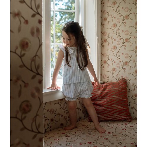 Edgehill Collection x Megan Karp Little Girls Leigh Peter Pan Collar Sleeveless Stripe Top & Shorts Set
