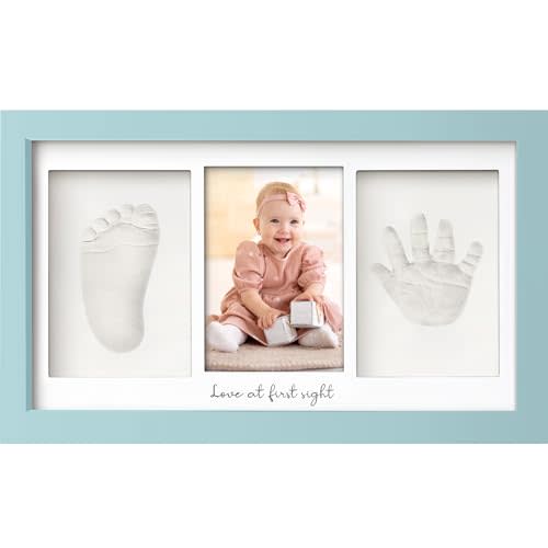 KeaBabies Baby Hand and Footprint Kit - Clay Handprint Keepsake Frame, Newborn Nursery Picture Frame, Personalized New Mom Gifts for Baby First Christmas Shower (Sky Blue)