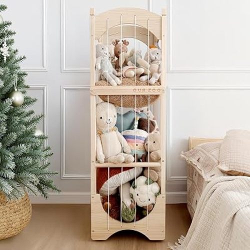 Fodoss Stuffed Animal Storage, Wooden Toy Organizer for Kids Bedrooms