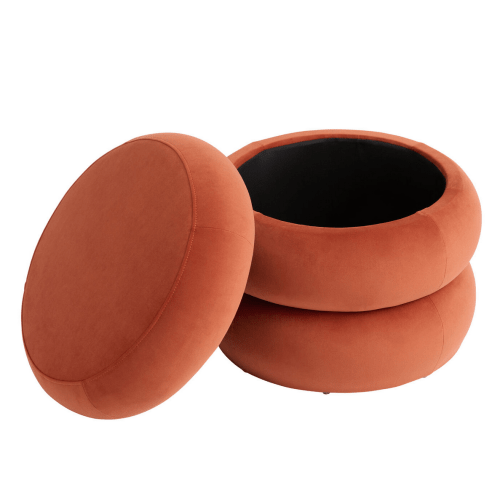 Farrow Round Tiered Upholstered Storage Ottoman - World Market