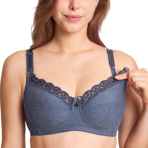 Gratlin Women's Plus Size Cotton Nursing Bra Wireless Breastfeeding Maternity Bras
