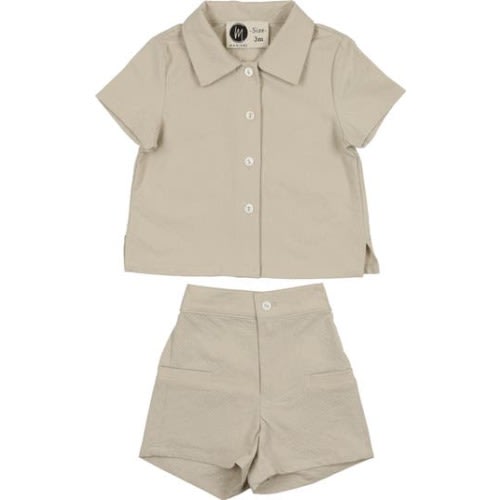 Kids' Textured Grid Button-Up Shirt & Shorts Set, 12M