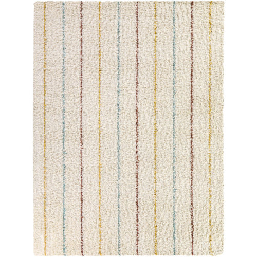 Ebern Designs Yardley Multicolor Striped Shag Area Rug | Wayfair