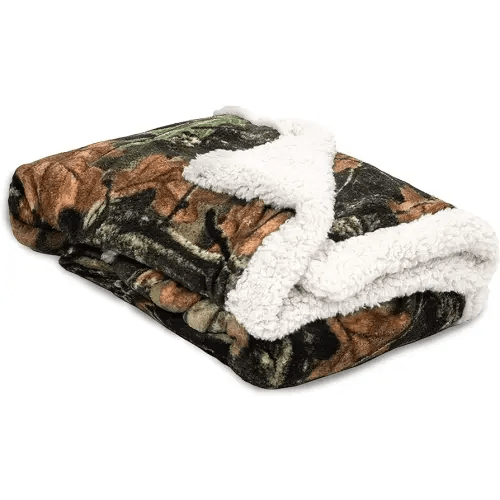 TrailCrest Baby Camo Blanket Infant Camo Accent Soft Sherpa and Plushed Lined Coral Fleece Swaddle, Toddler Stroller Blanket Gift Blanket (Everest White)