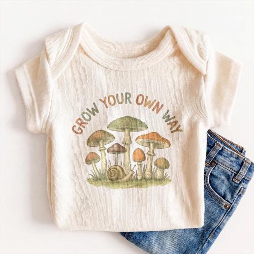 Grow Your Own Way Baby Onesie® - Cute Mushroom Woodland Bodysuit