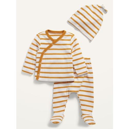 Unisex 3-Piece Kimono Top, Pants & Beanie Layette Set for Baby