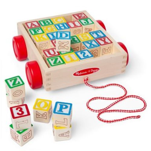 Melissa & Doug Classic ABC Wooden Block Cart Educational Toy With 30 Solid Wood Blocks: Alphabet Learning Toy for Toddlers