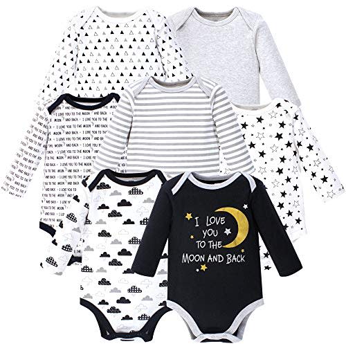 Hudson Baby unisex-baby Cotton Long-sleeve Bodysuits 7-pack