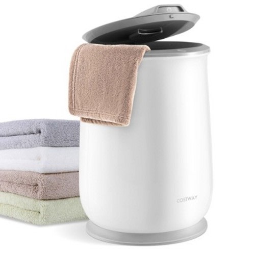 Costway Towel Warmer Bucket Bathroom 21L Towel Heater with Flip-top Lid & Auto Shut Off Grey