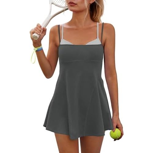 Yanekop Tennis Dresses for Women with Shorts and Bra Athletic Dress Romper