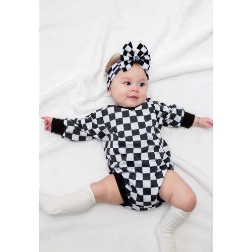 Black & White Checker Bubble Romper – Witching Hour Baby
