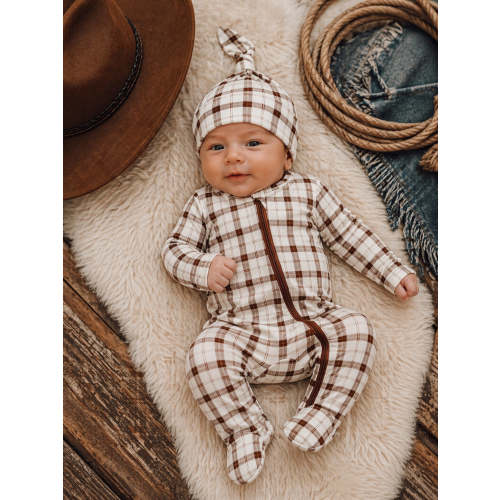 Western Cowboy Homestead Plaid Bamboo Footie | Soft & Breathable – SpearmintLOVE