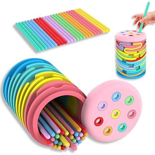 Sensory Activity Board Montessori Toys for 2-3 Year Old Kids,Learning Color Sorting Silicone Toys for Stress Relief,Calming,Focus,ADHD,Autism,18 Month Baby Boys Girls Gifts with 24 Strings
